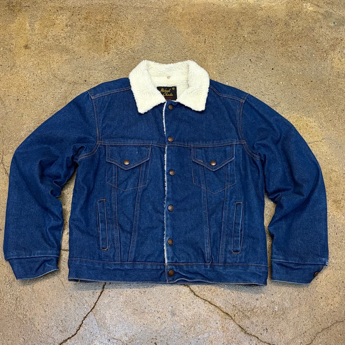 새상품급 90s Made in USA 미쉘 진청 쉐르파 양털 조끼 청자켓 상품이미지1