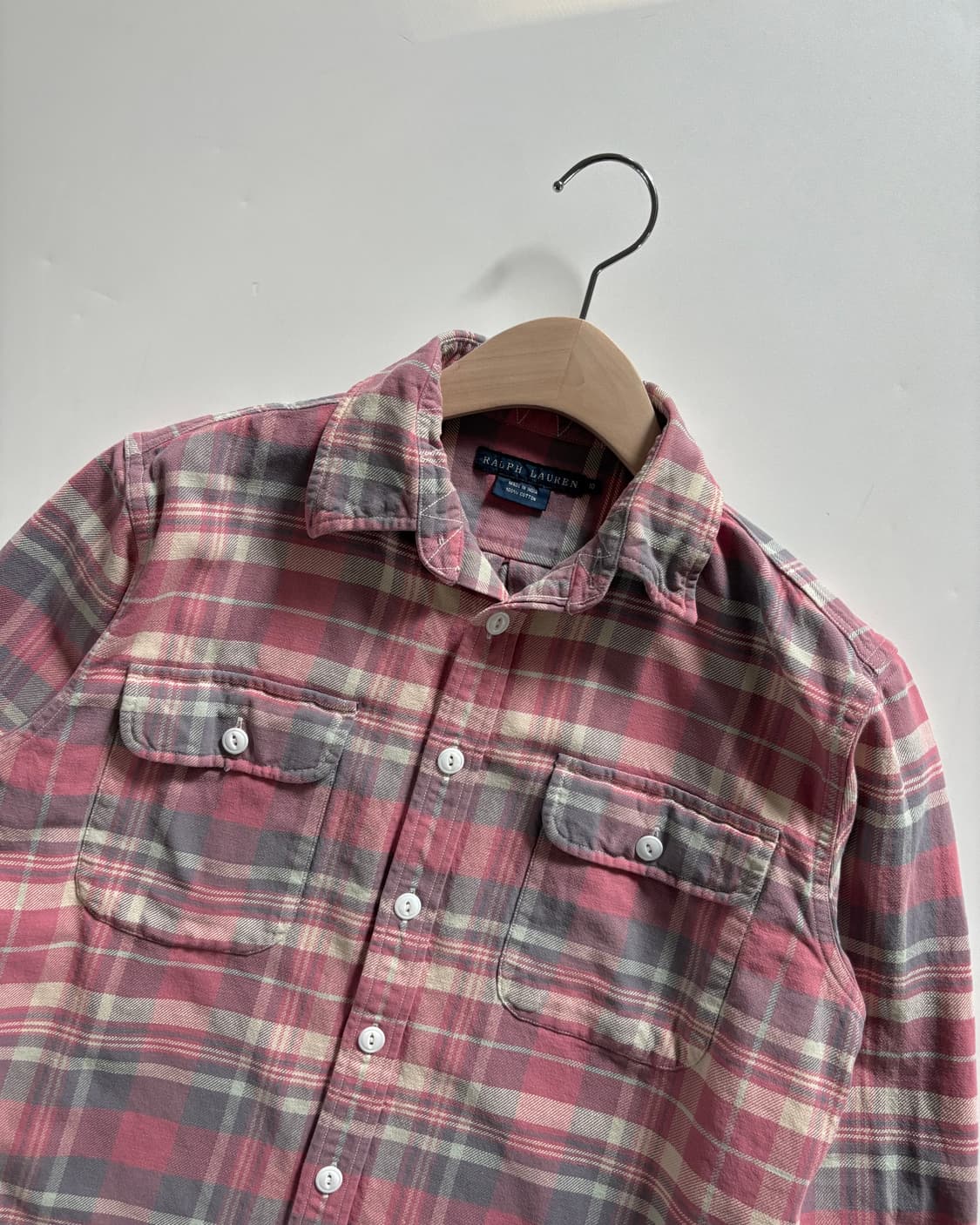 Polo 랄프로렌 투포켓 핑크 플란넬 체크 셔츠  상품이미지3