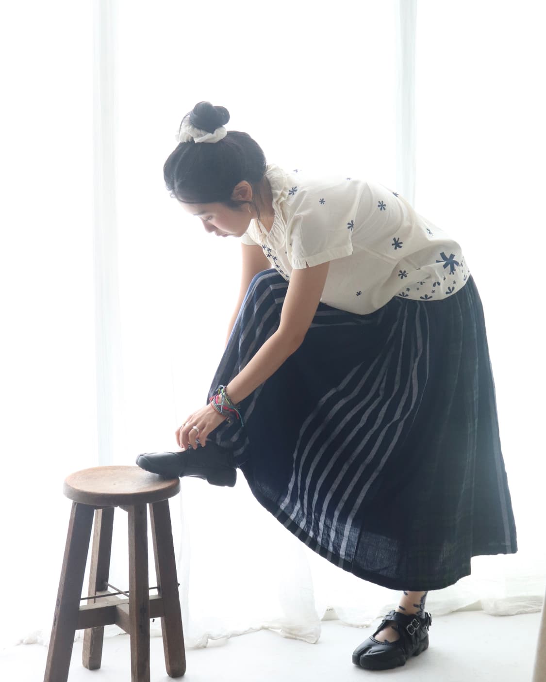 [Natural Laundry] Check & Stripe Skirt 상품이미지1