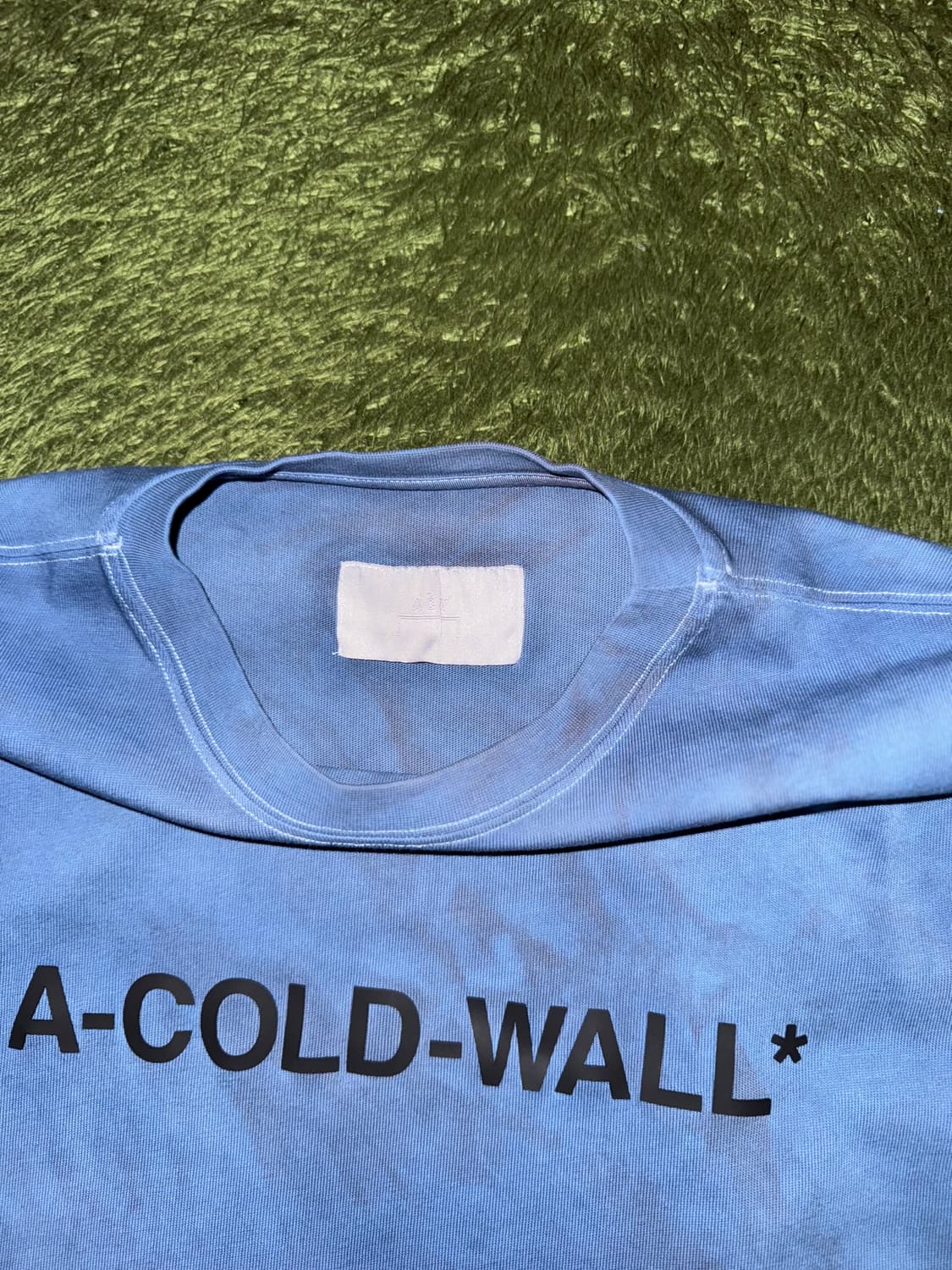 [L] ACW 어콜드월 러버 로고 핸드 다잉 소프트 터치 티셔츠 인디고 상품이미지3