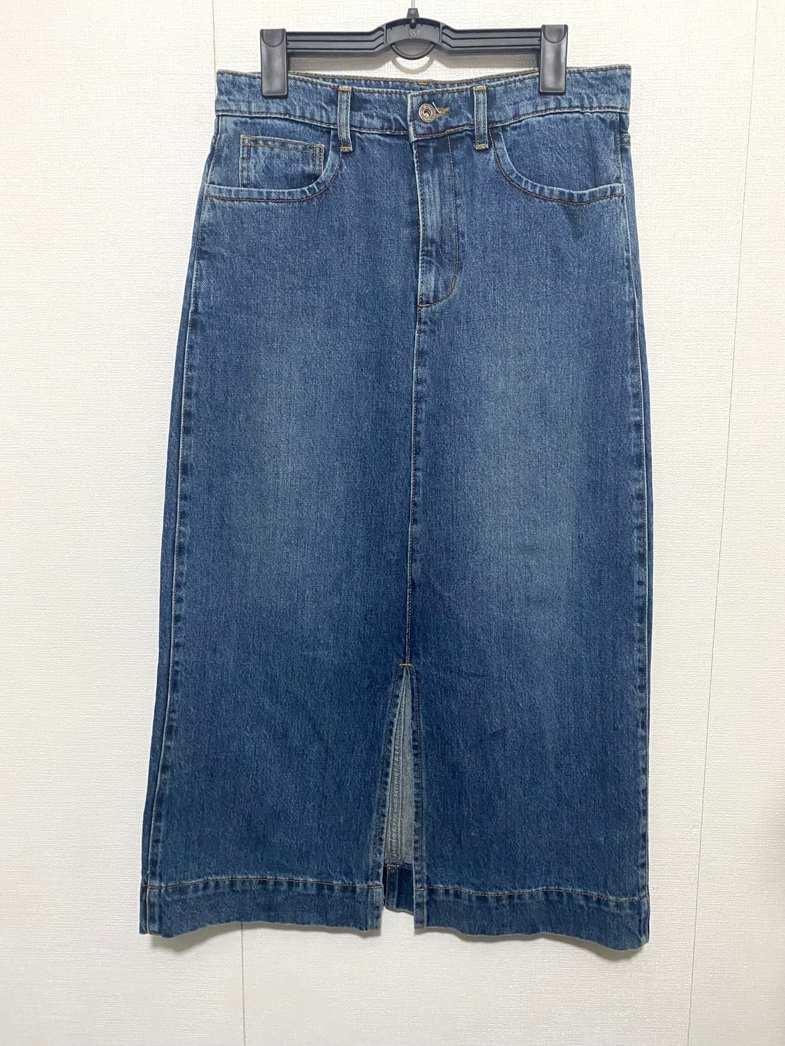 더바넷 앞트임 롱 데님 스커트 상품이미지2