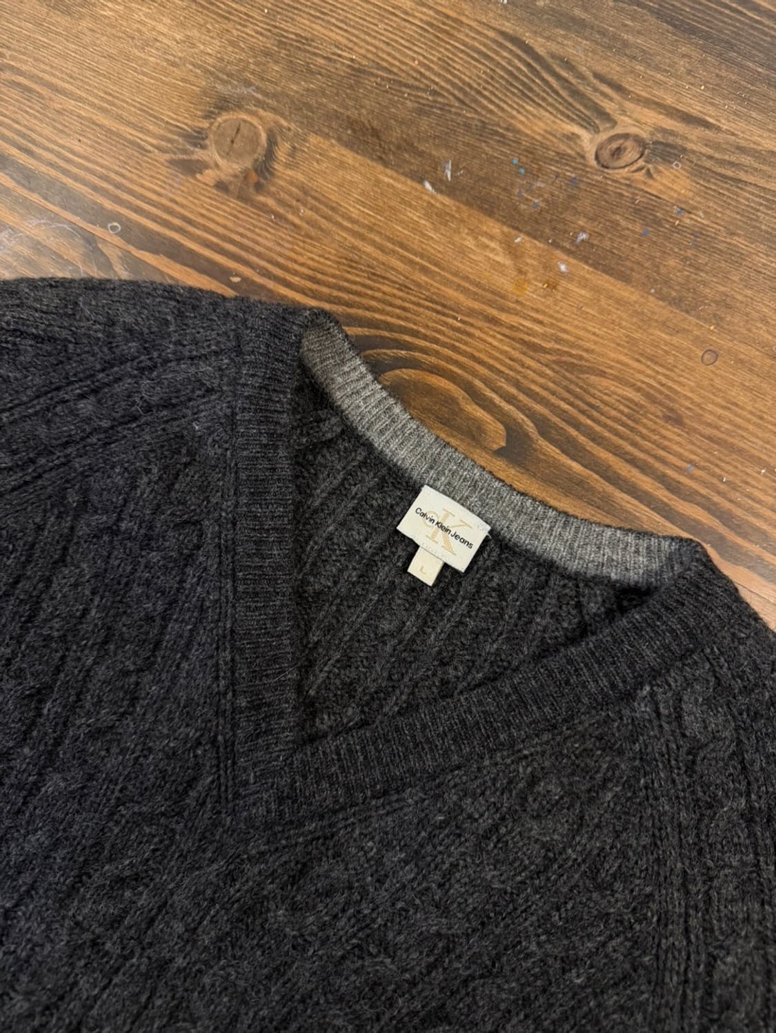 캘빈클라인 브이넥 케이블 니트 100~103 상품이미지7