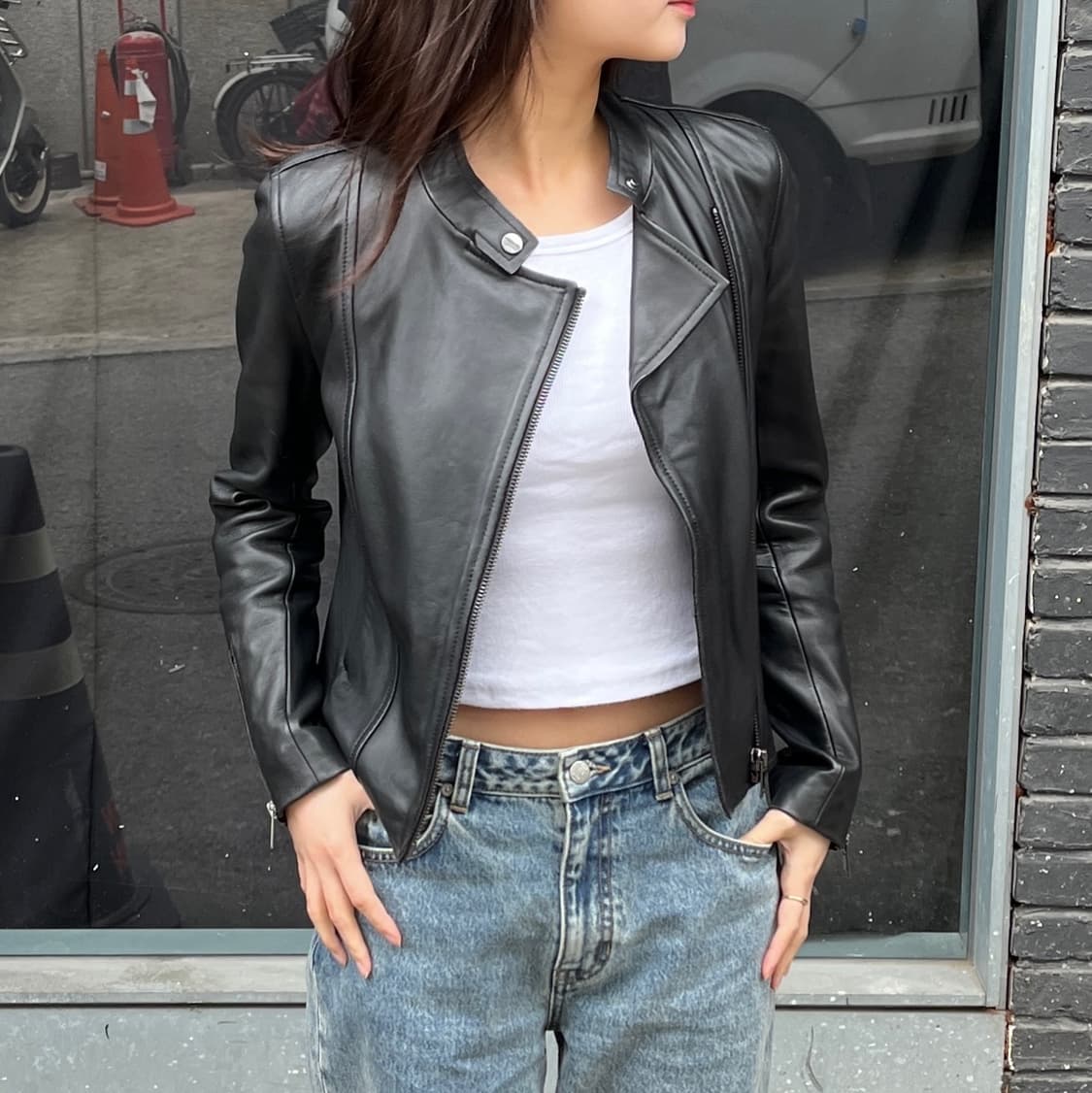 마시모두띠 램스킨 레더 자켓 상품이미지1