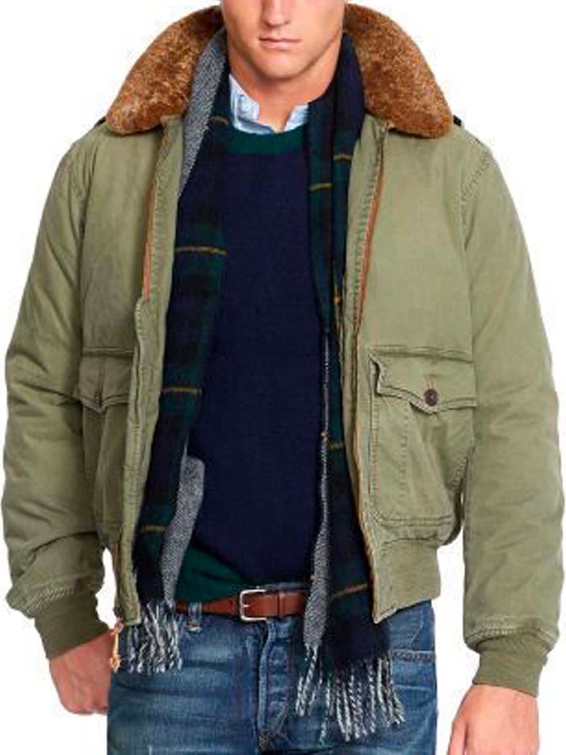 폴로 랄프로렌 b-10 올리브 시어링 플라이트 봄버 다운 자켓 상품이미지4