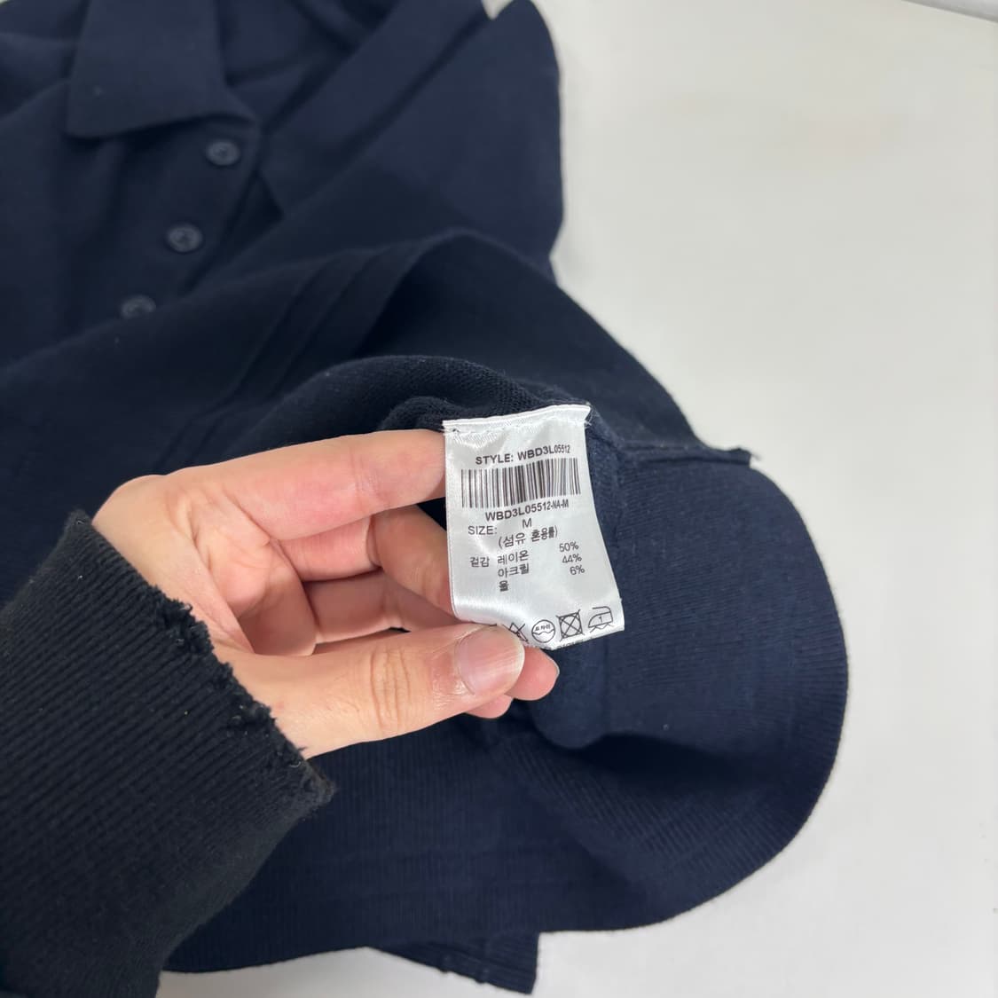 우먼M 제너럴아이디어 다크네이비 카라 반집업니트 상품이미지5