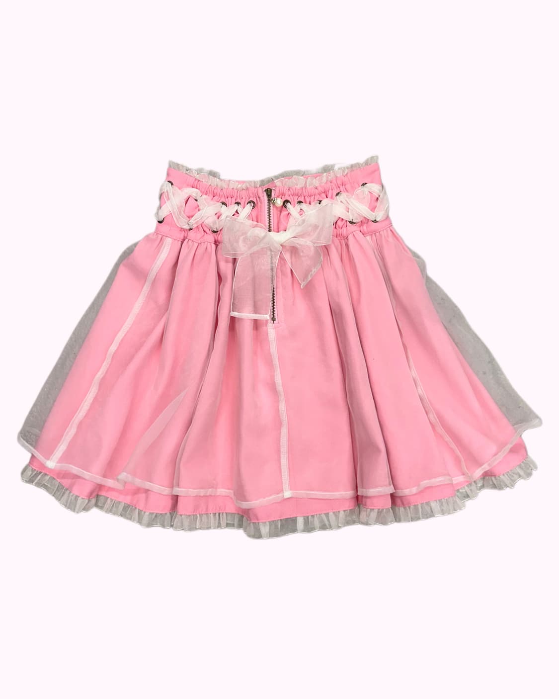 pink lace-up ribbon layered skirt 상품이미지1