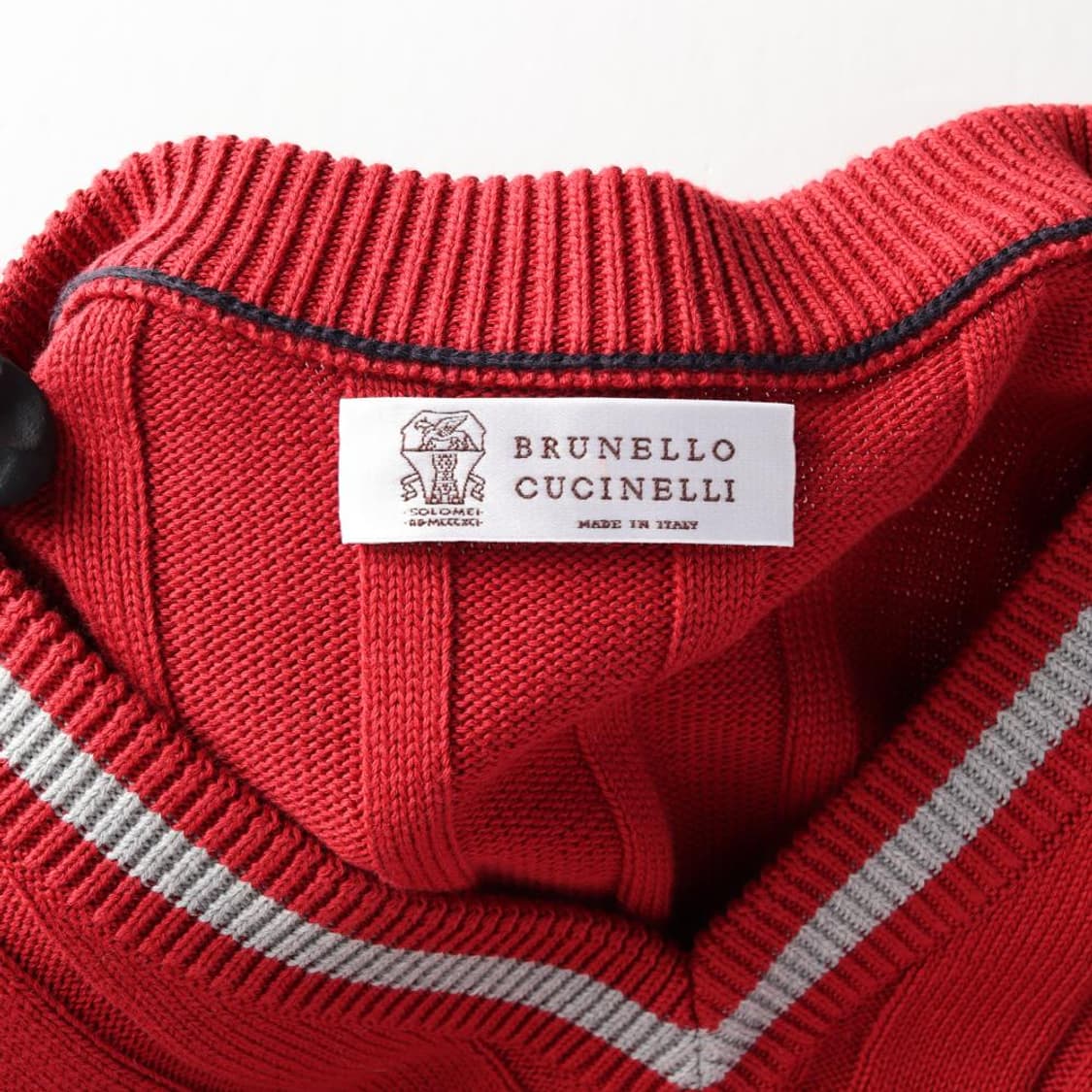(새상품)[M]브루넬로 쿠치넬리 레드 브이넥 니트 스웨터
 상품이미지5