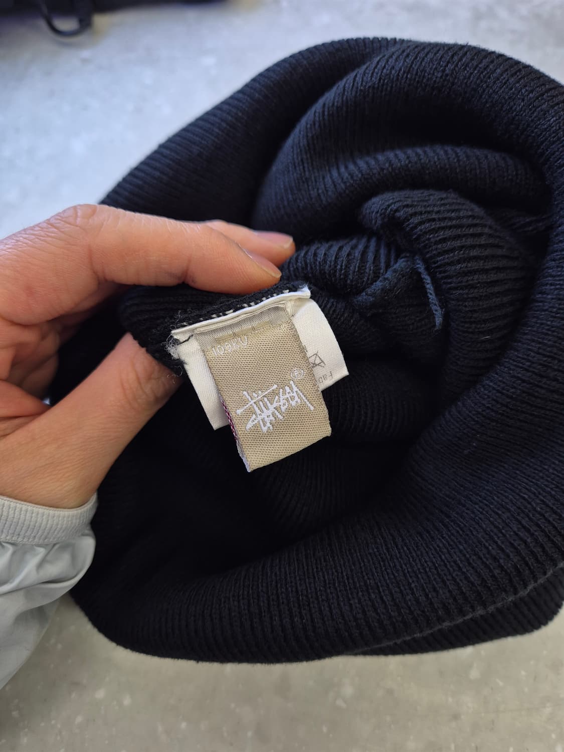 정품) 스투시 로고 골지 비니 블랙 상품이미지4