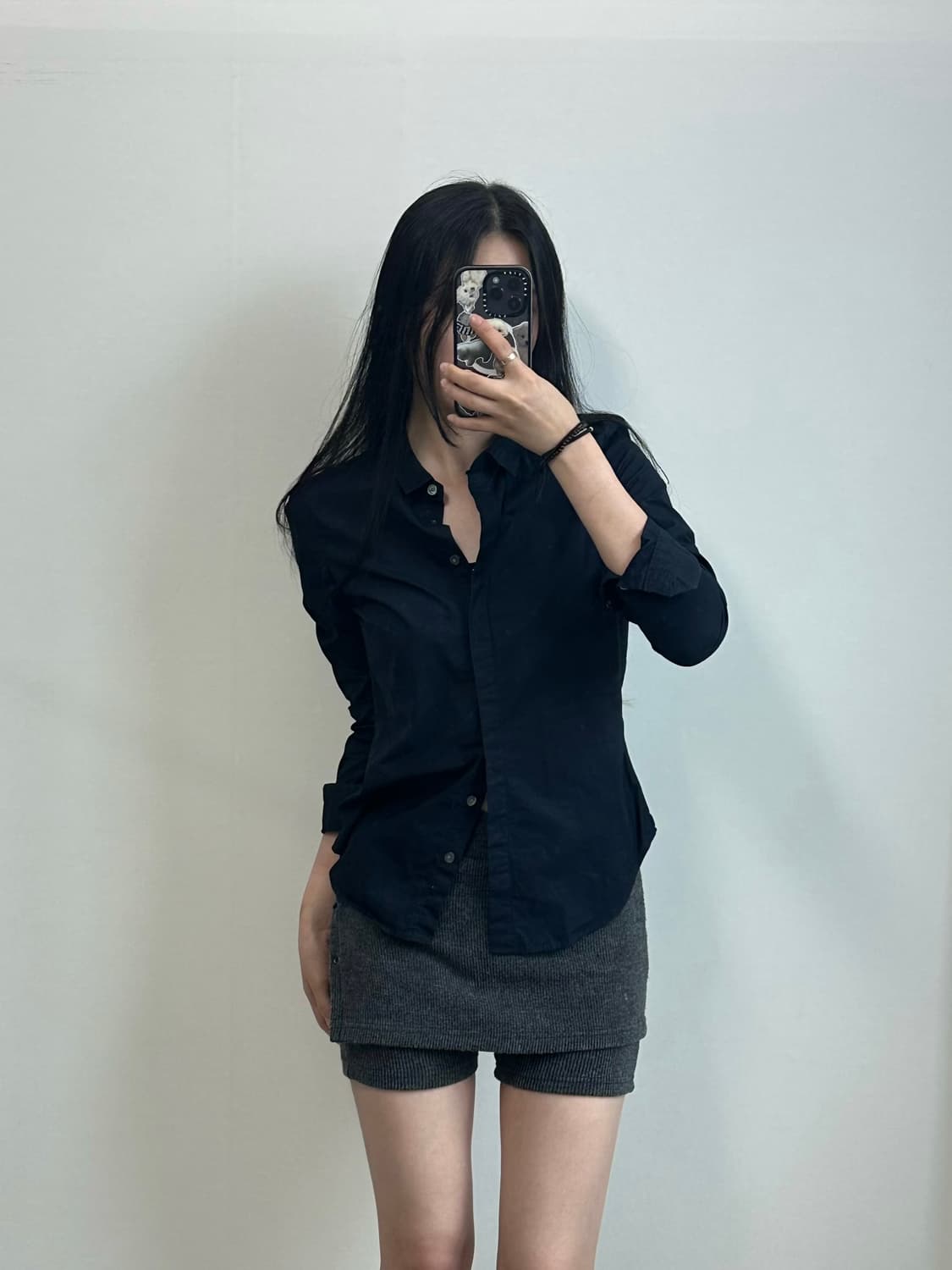 알마니 익스체인지 네이비 솔리드 셔츠 상품이미지1