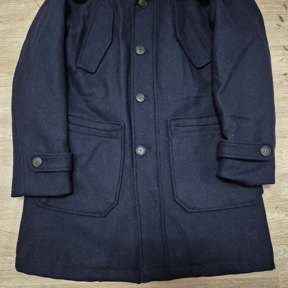 레노마 옴므 남성 클래식 모직 후드 싱글 코트 L(100) 상품이미지3