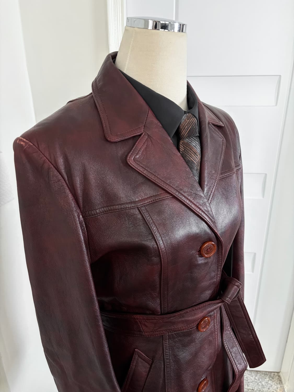 파이트클럽st 레더자켓 버건디 상품이미지5