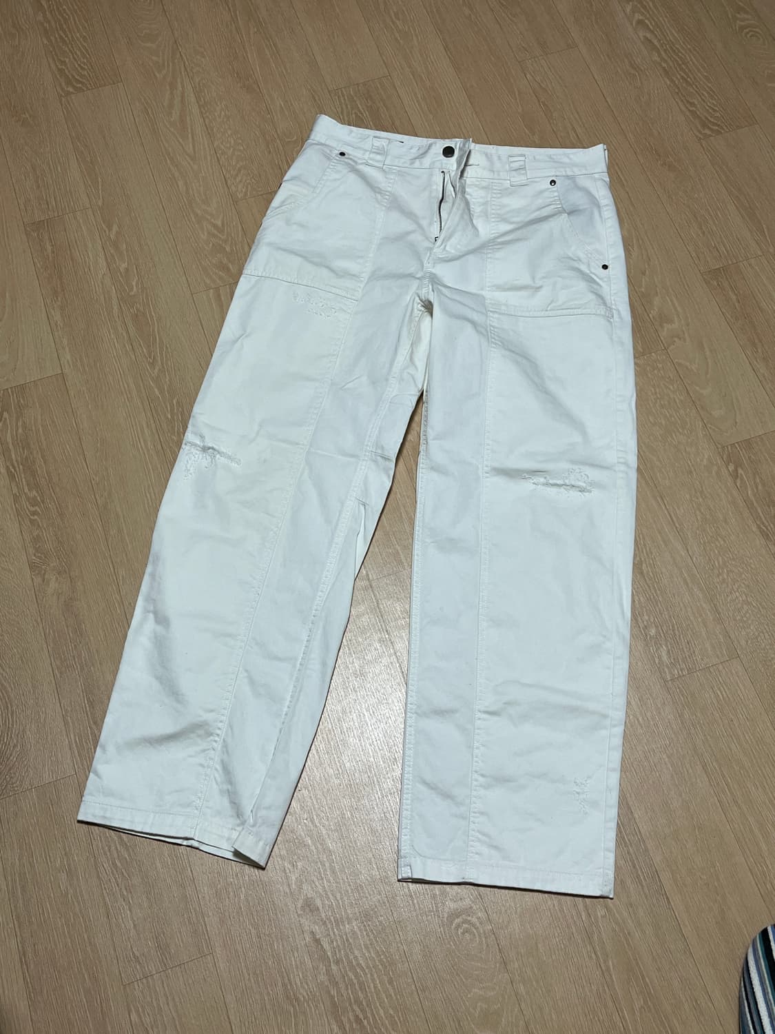 ZARA 화이트 데미지 팬츠 상품이미지1