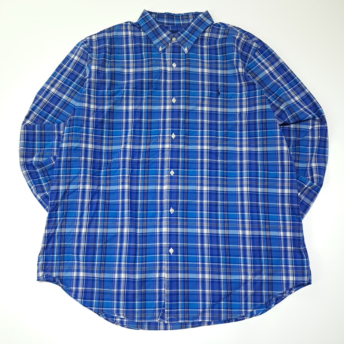 CL594 2XL 폴로 코튼 QR 블루 매드라스 체크 셔츠 남방 상품이미지1