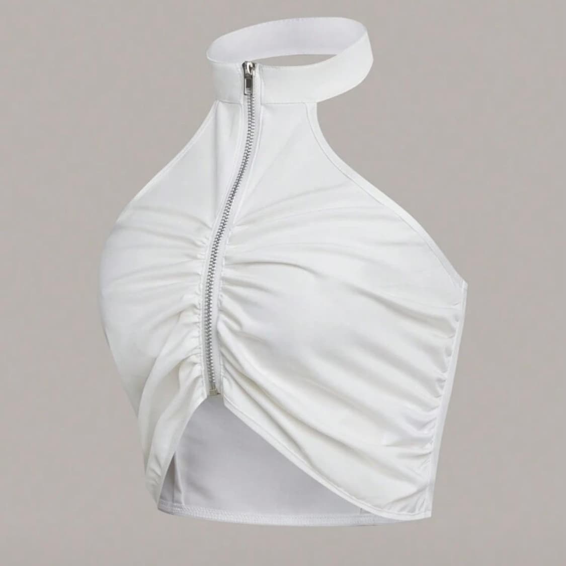 Shein 화이트 홀터넥 지퍼 탑 XS 상품이미지2