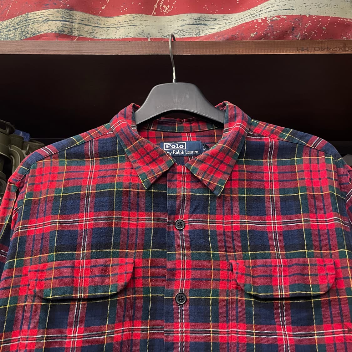 90s 폴로 랄프로렌 체크 엘보 패치 플란넬 셔츠 상품이미지3