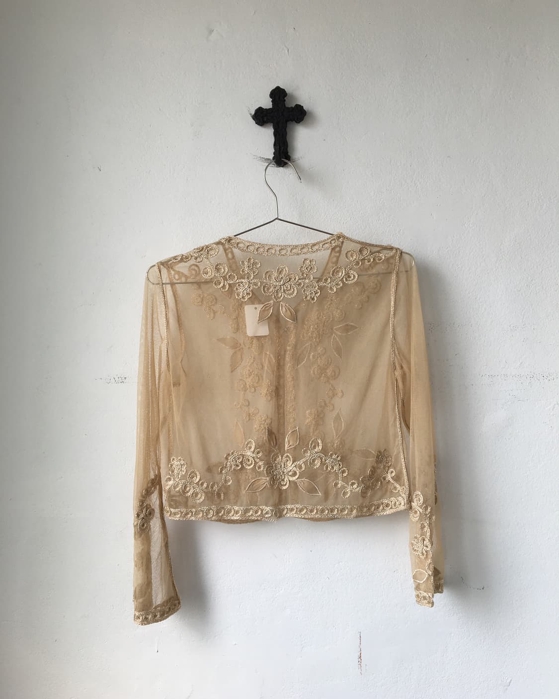 Flower embroidery point mesh cardigan 상품이미지2