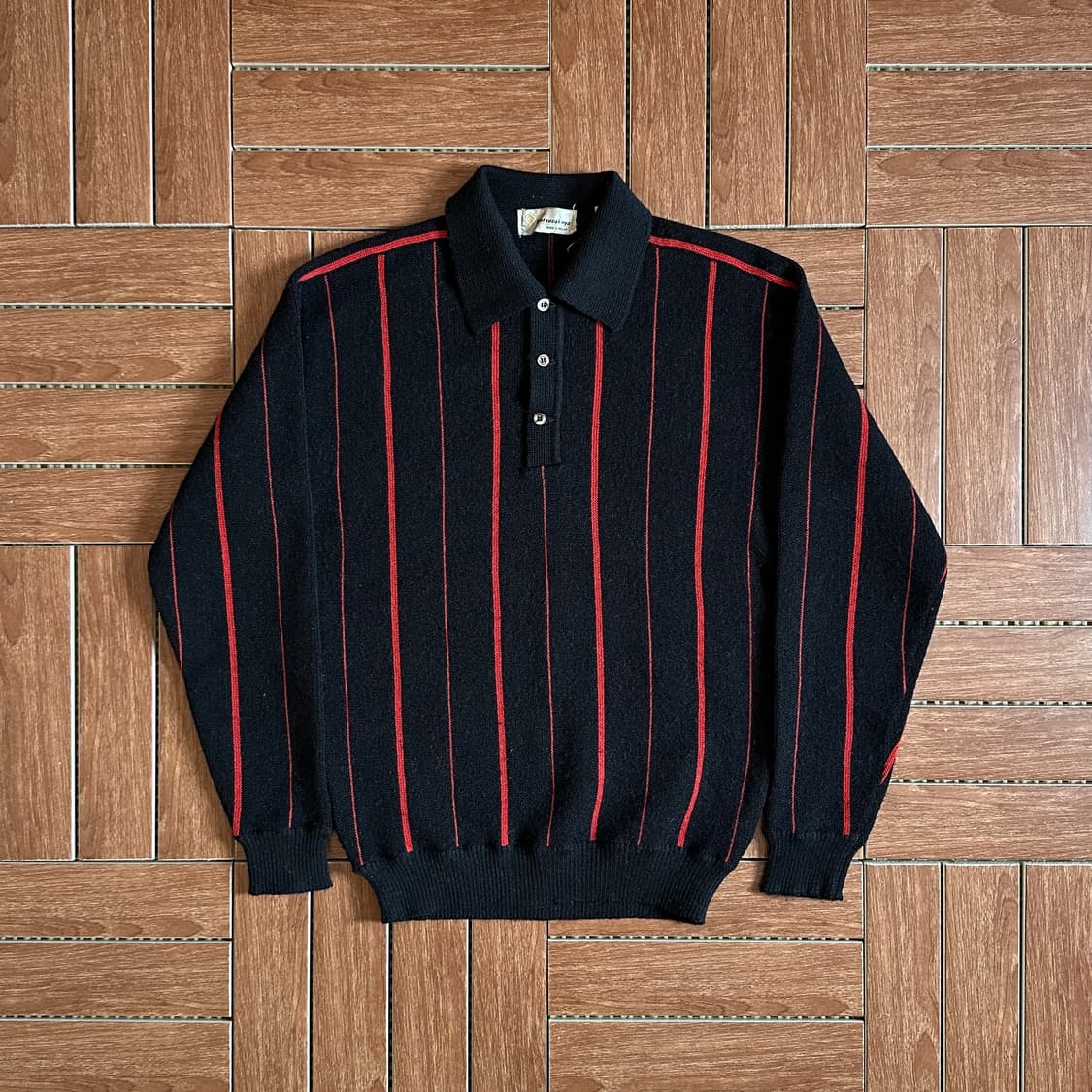 80‘s Matsuzakaya wool striped polo knit 상품이미지2