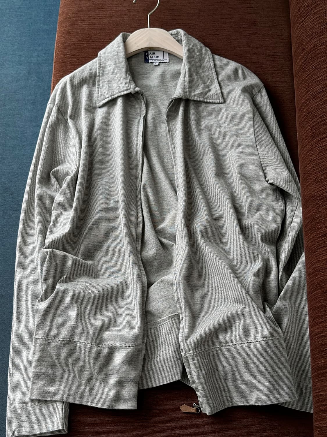 High count cotton micro stripe zip jacke 상품이미지1