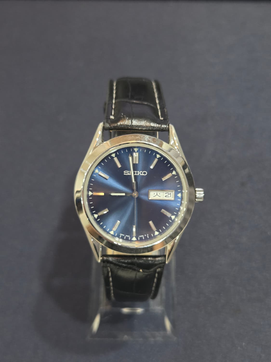 90s 빈티지 세이코 데이데이트 7N43-9080 청판 가죽 시계 상품이미지3