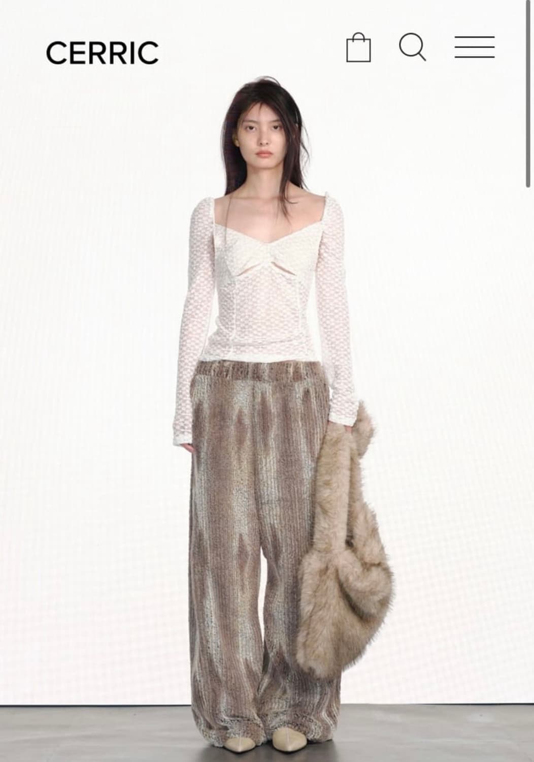 세릭 울 와이드 밴딩팬츠 카키 상품이미지1