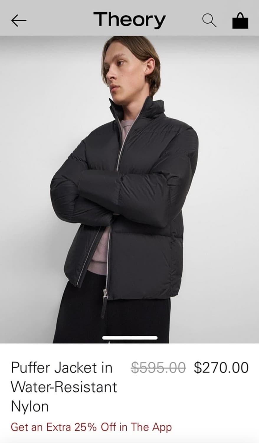 띠어리 풀톤 워셔 나일론 패딩(블랙, M사이즈) 상품이미지2