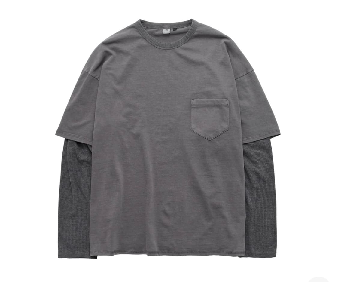 폴리테루 레이어드 롱 슬리브 (커버 스티치) 더스티 핑크 상품이미지1