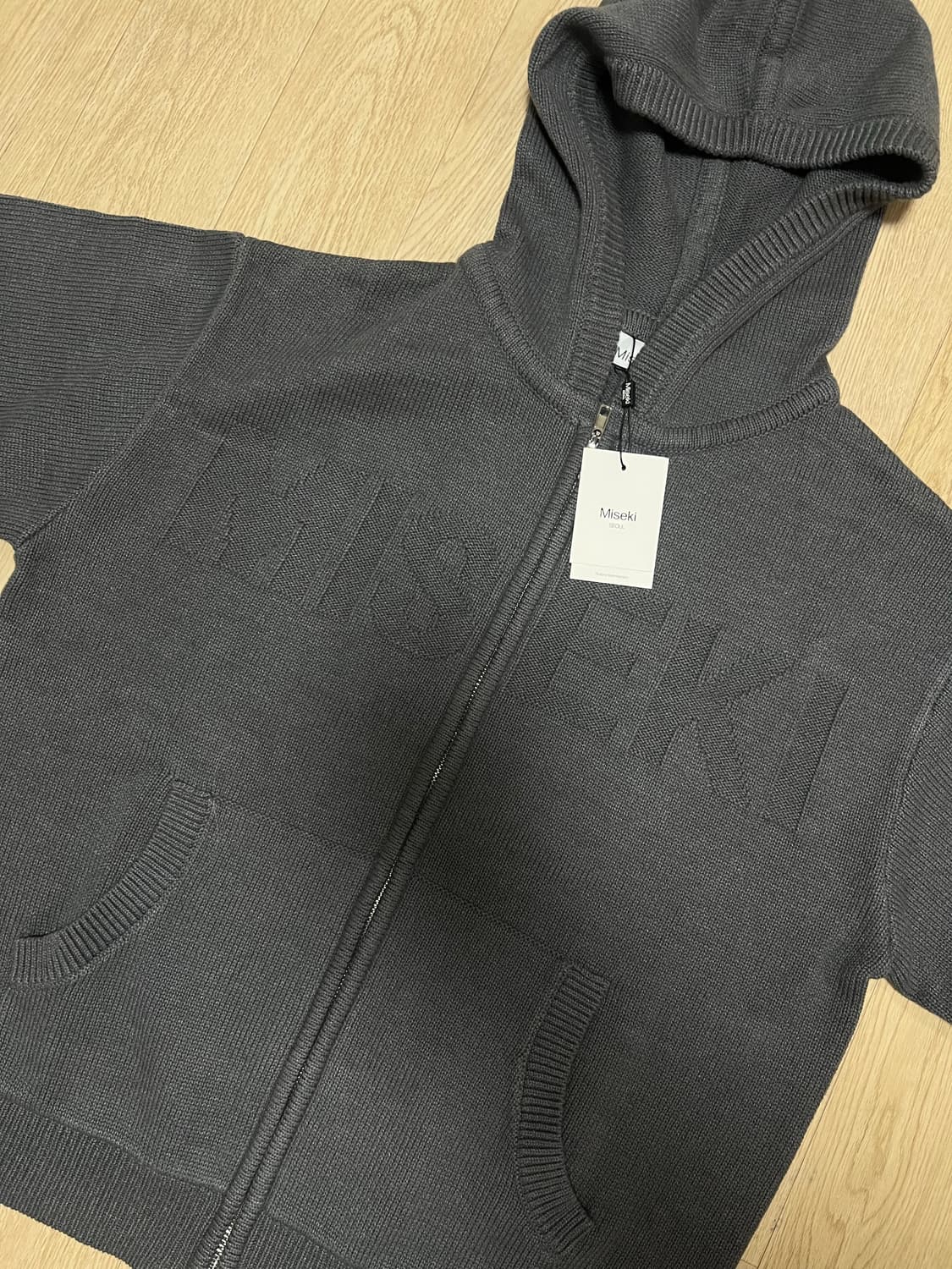 Logo knit hoodie zip-up CHARCOAL 상품이미지5