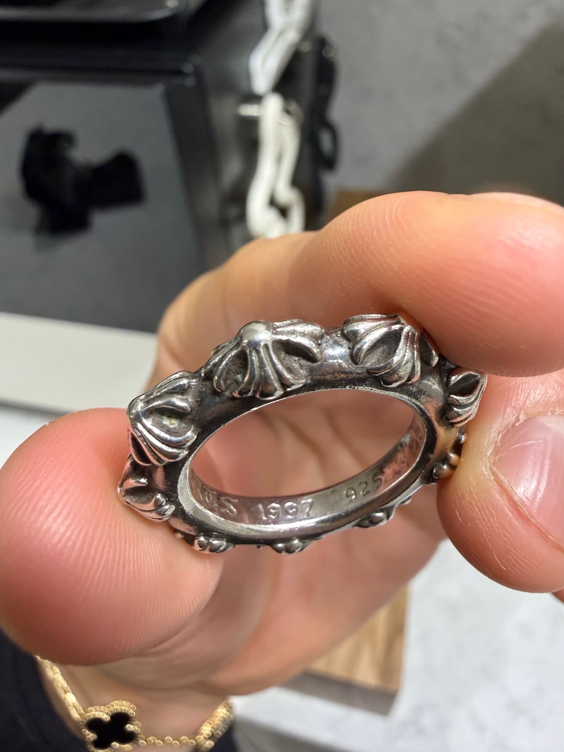 [US10] 크롬하츠 크로스 밴드 실버 링 상품이미지4