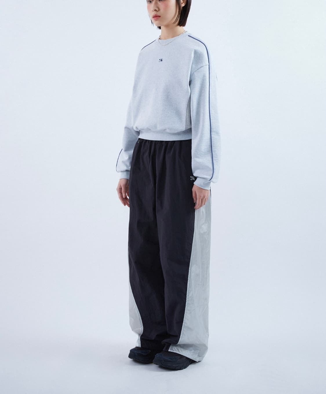 (S)여성 코드그라피 블랙 메탈실버 우븐 트레이닝 팬츠  상품이미지5