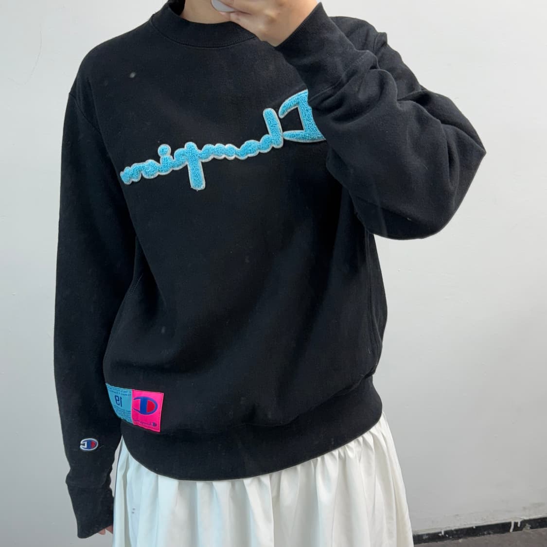 [M] 챔피온 리버스위브 블랙 맨투맨 상품이미지2