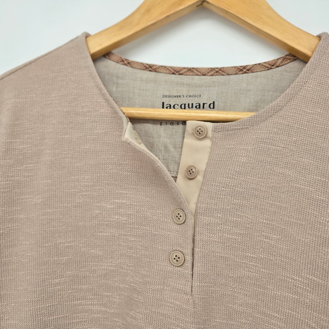 ZIO SONG ZIO 자카드 여성용 버튼 장식 긴팔 티셔츠 상품이미지3