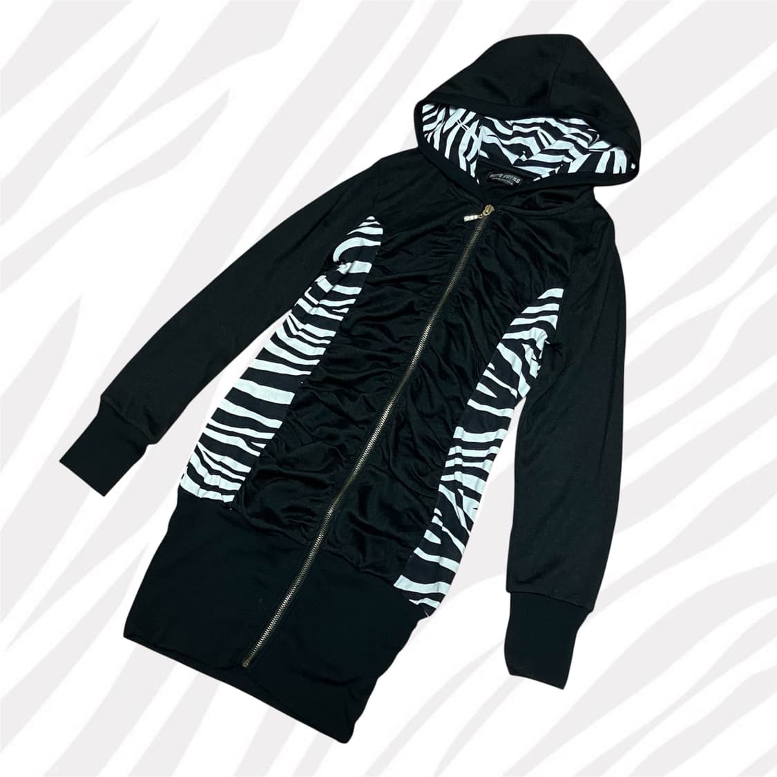 갸루 오네갸루 지브라 셋업 핀터깔 후드 원피스 숄더백 상품이미지2