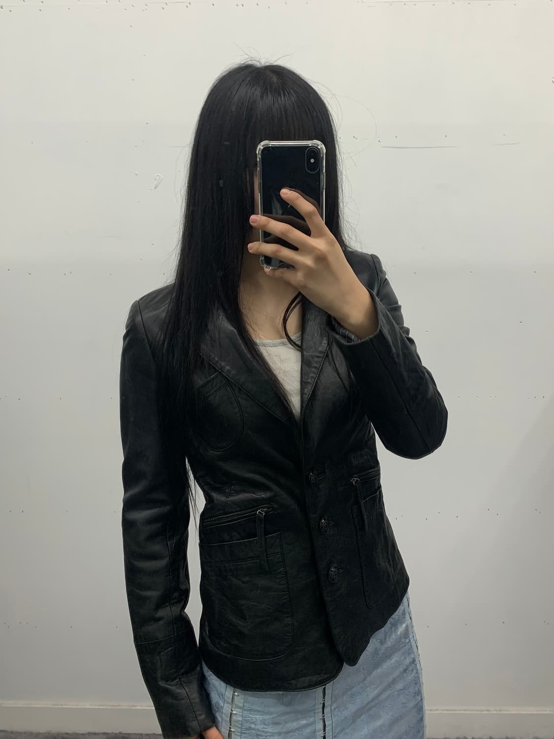 Kiyoko takase 슬림핏 램스킨 레더자켓 상품이미지1