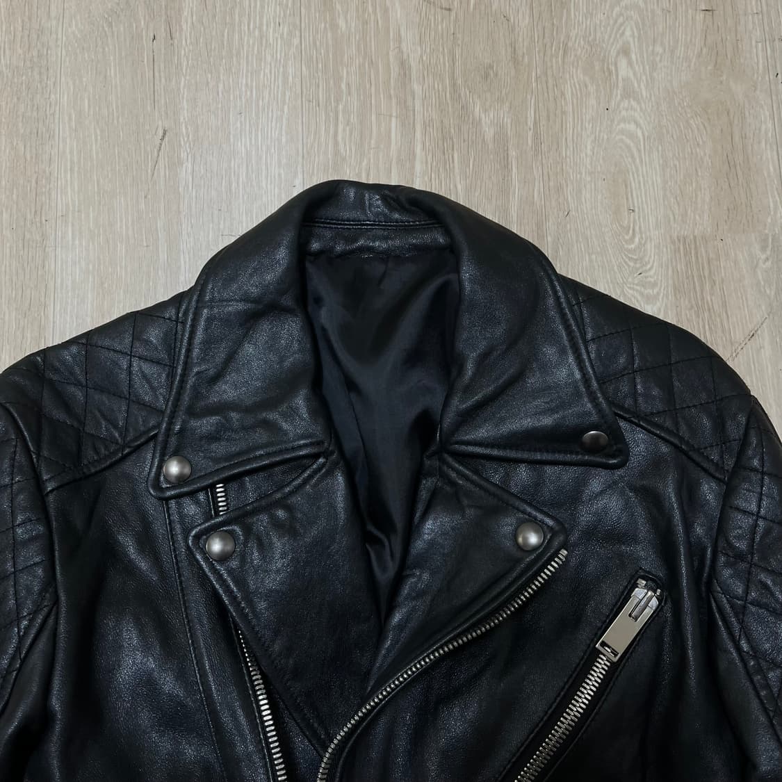 남성 천연 양가죽 더블 라이더 가죽자켓 L(100) 상품이미지3