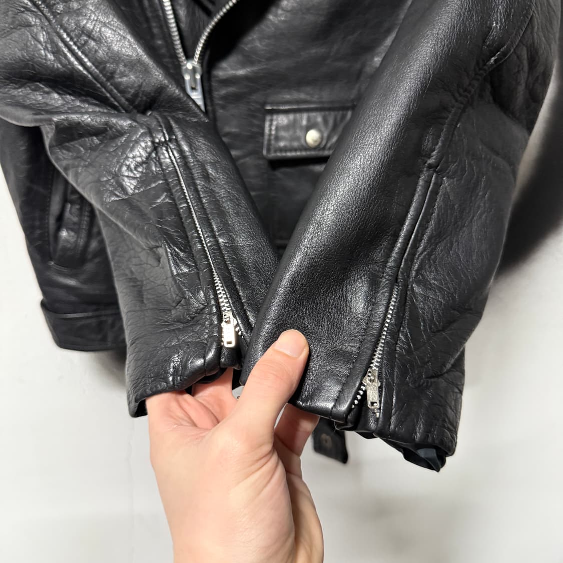 Tokyo 도쿄 레더 락 고스 펑크 소가죽 크롭 라이더 자켓 상품이미지5