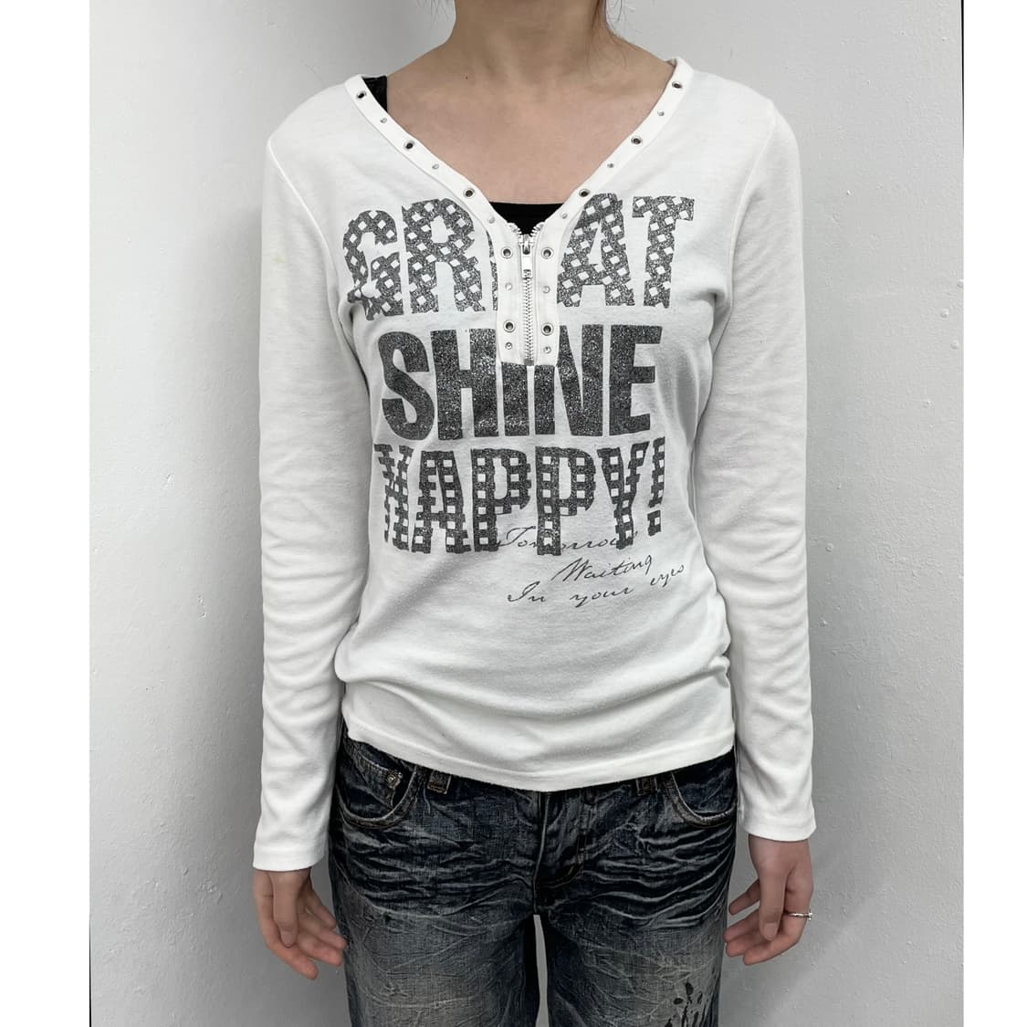 펑크 지퍼 펀칭 슬리브 상품이미지1