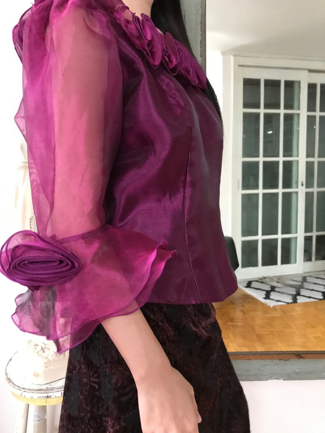 vintage rose organza blouse 상품이미지4