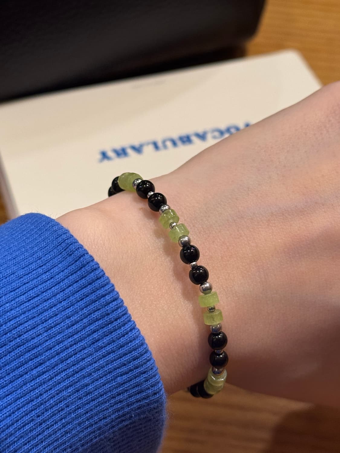 (핸드메이드) 오닉스 페리도트 믹스매치 천연석 원석팔찌 상품이미지1