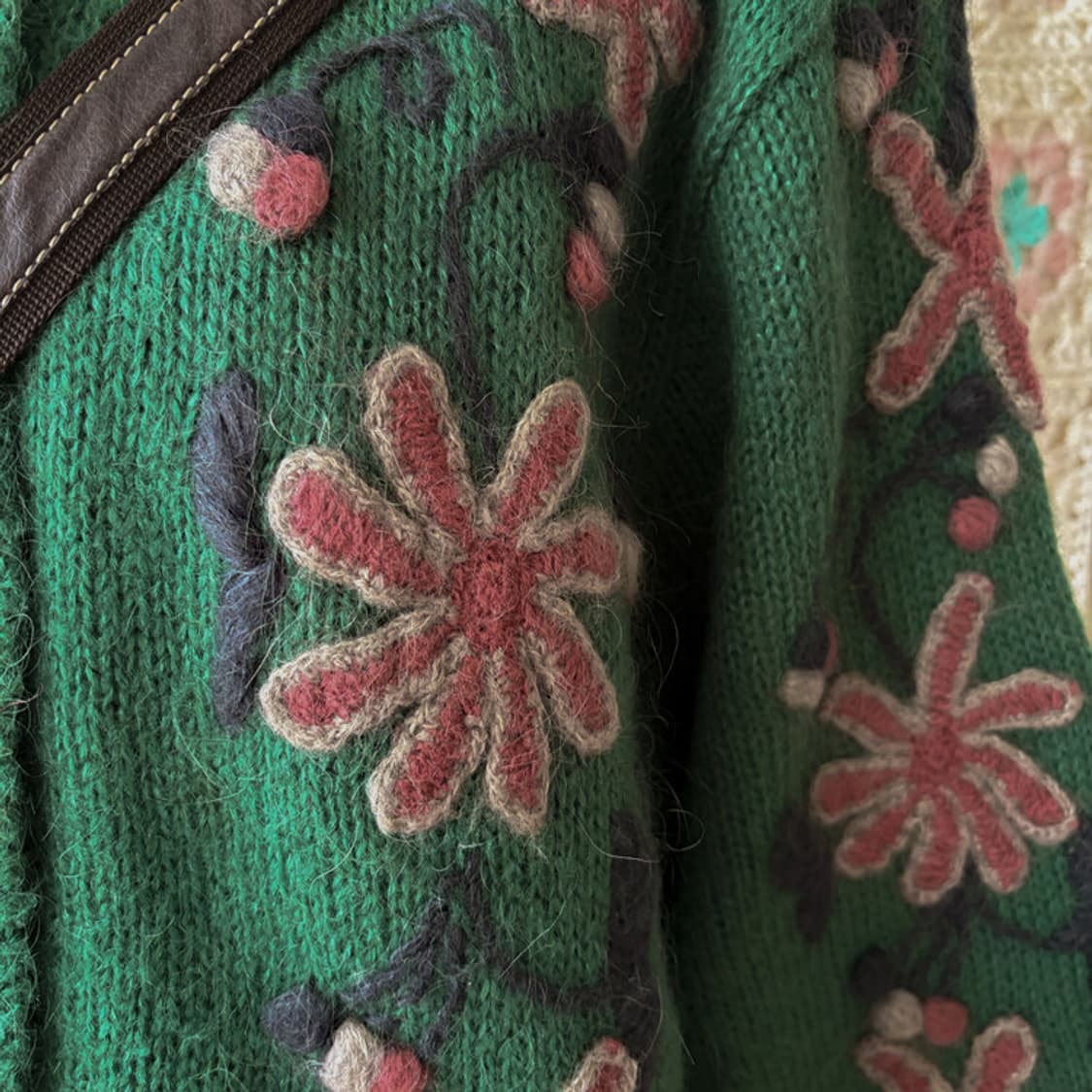 셀니빈티지 그린 플라워 모티브 니트가디건 상품이미지8