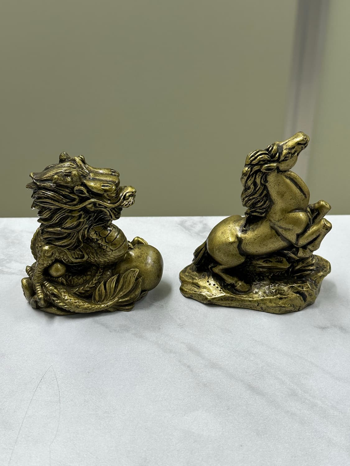 황동 오브제 말 용 장식 세트 앤틱 골동품 상품이미지2