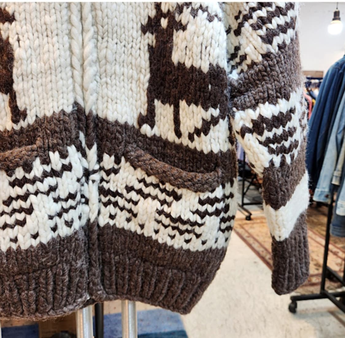 캐나다 핸드메이드 두툼한 양모 인디언 코위찬 스웨터 cowichan 상품이미지5