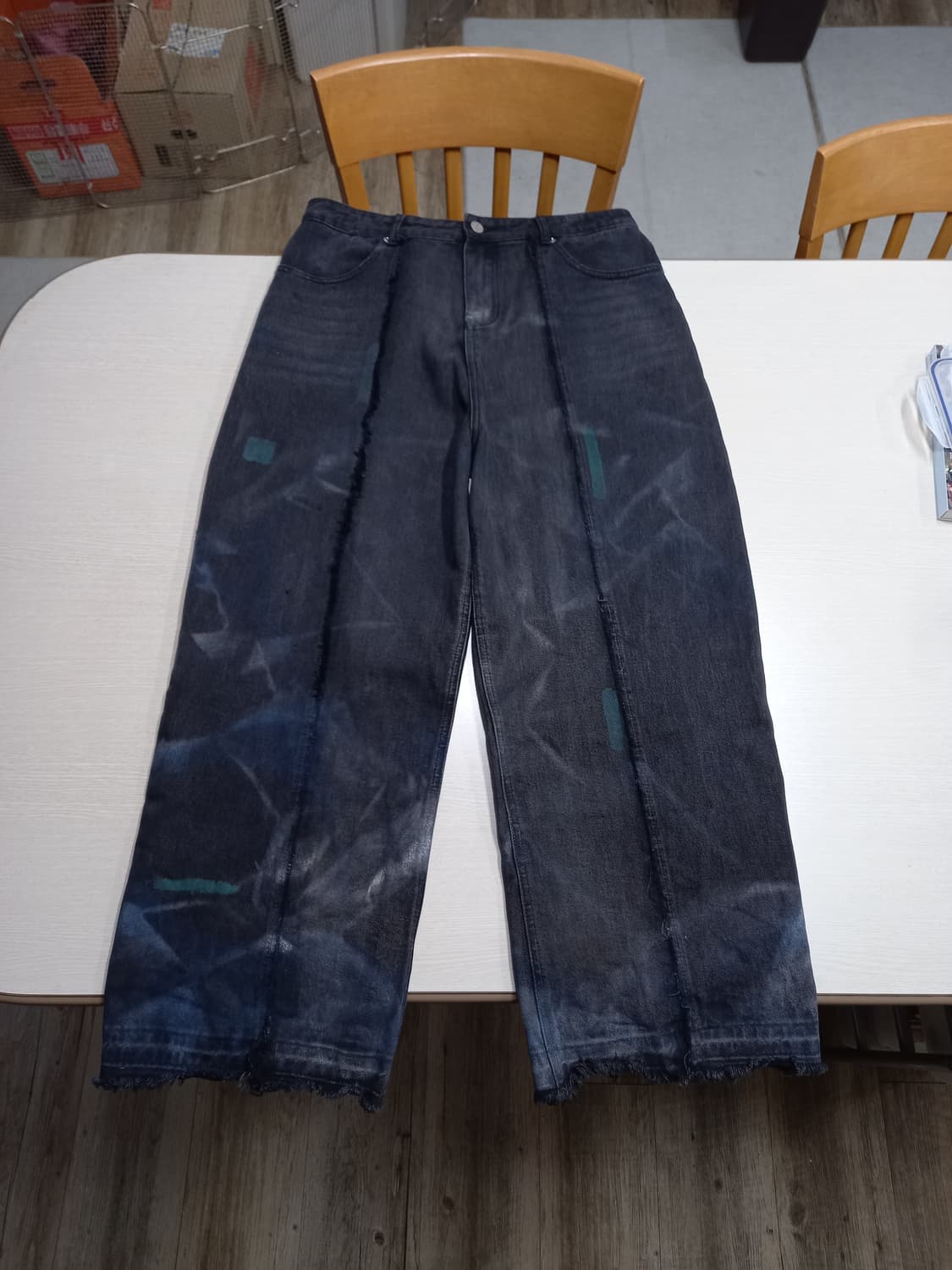 34 JEANMONEY 와이드 크롭진 블랙 커스텀 34-557 상품이미지1