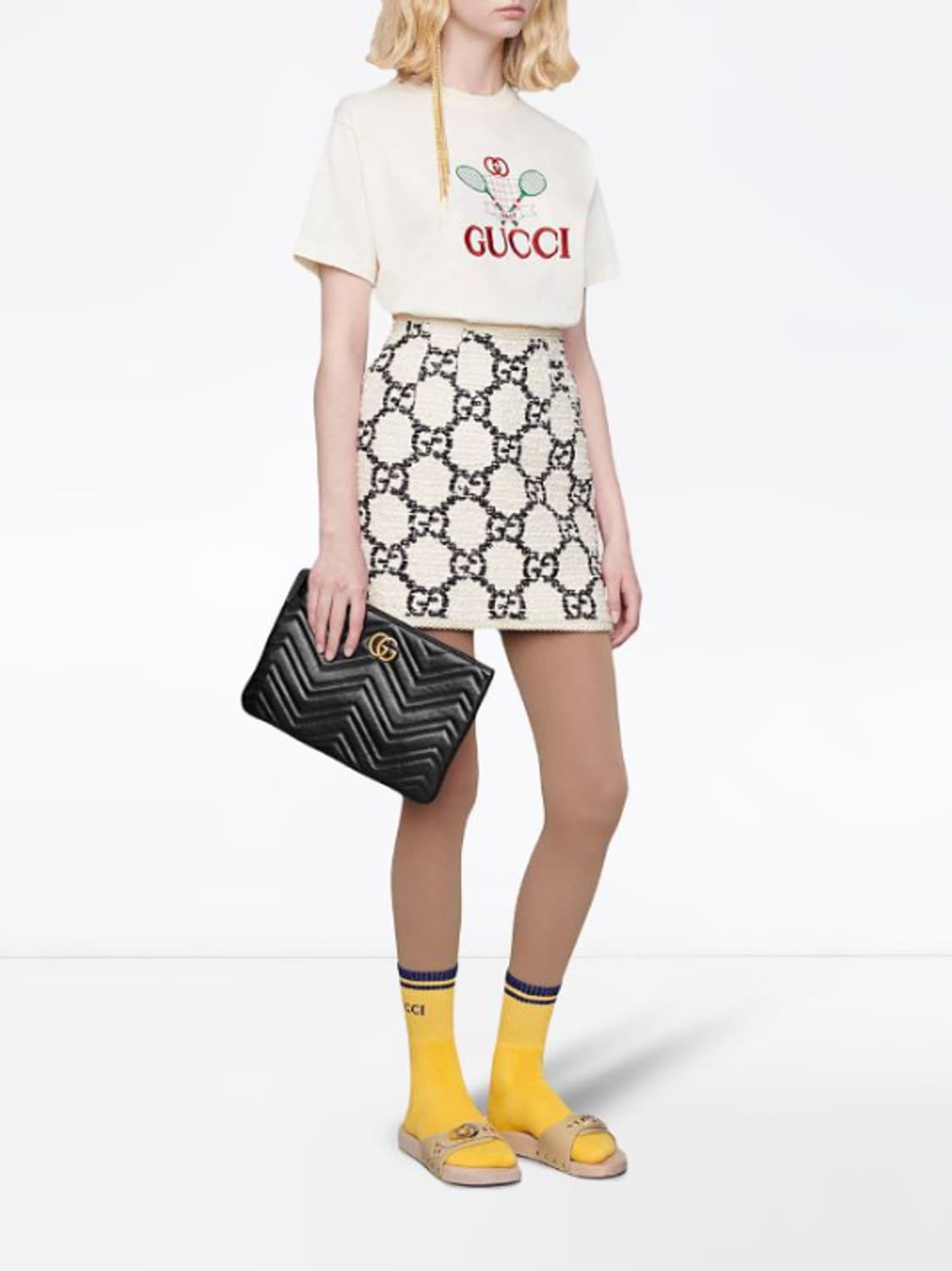 GUCCI 구찌 정품 마몽 클러치백 블랙 금장 쉐브론 마테라세 레더파우치 상품이미지1