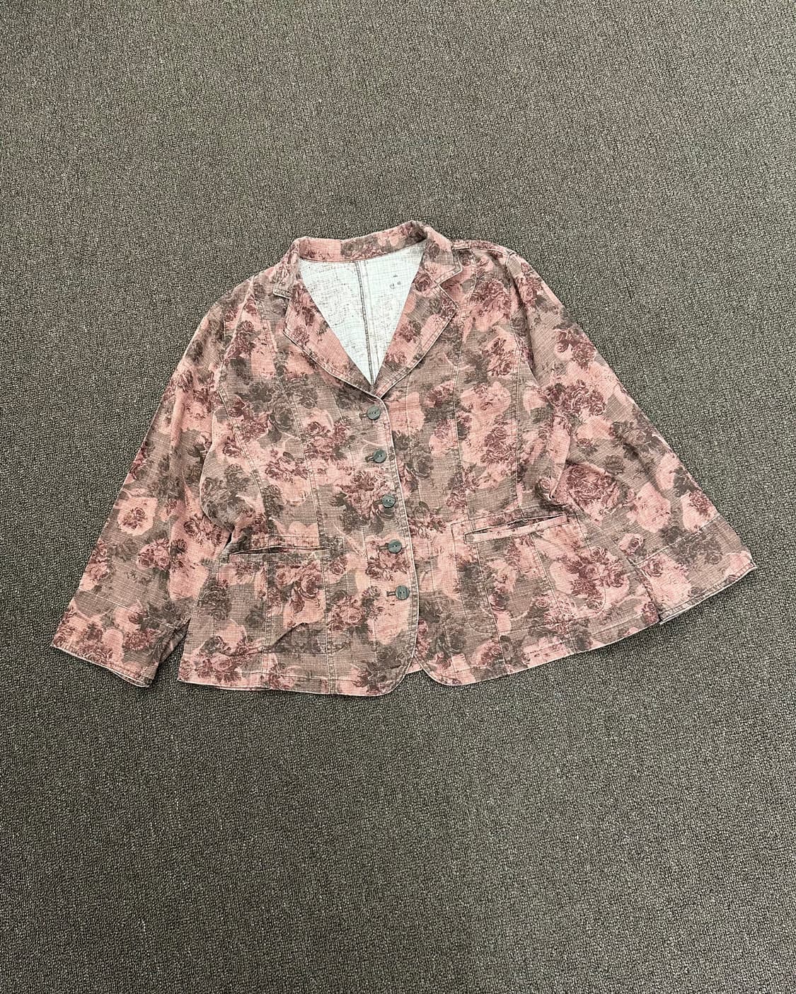 XL)Japanese vintage 여성 플라워 패턴 자켓 상품이미지1
