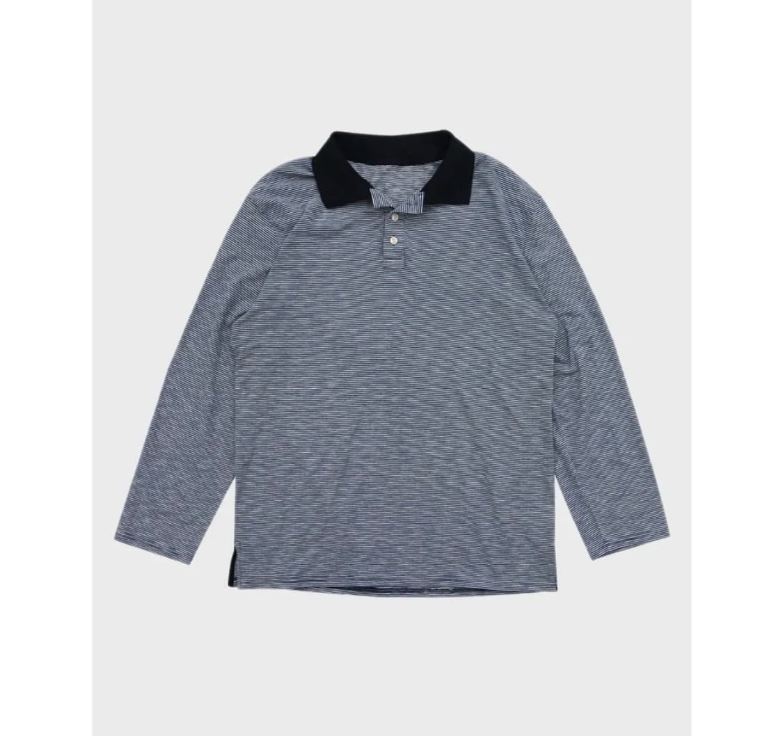 프레클 박시 핏 버튼 폴로 셔츠 네이비 스트라이프 상품이미지2