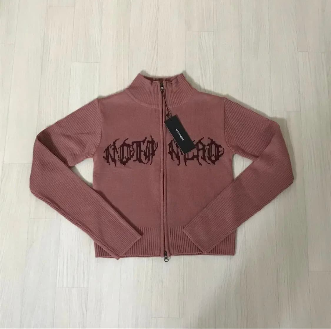 (새상품)낫포너드 Wild Logo Knit Zip up - Pink 상품이미지2