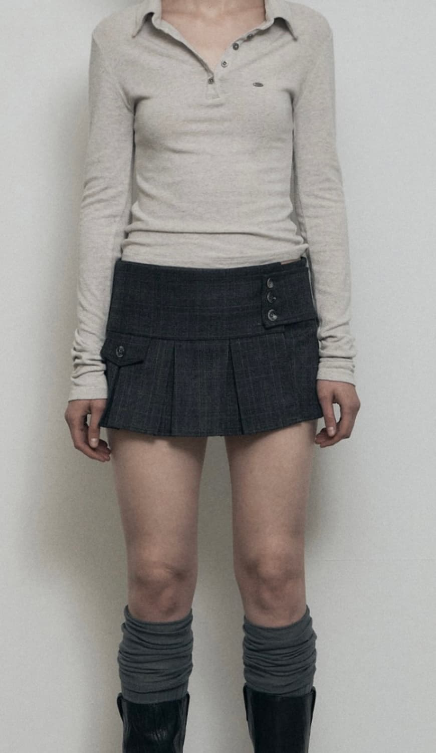 보헤미안서울 PLEATED WRAP SKIRT, DEEP GRAY 상품이미지1