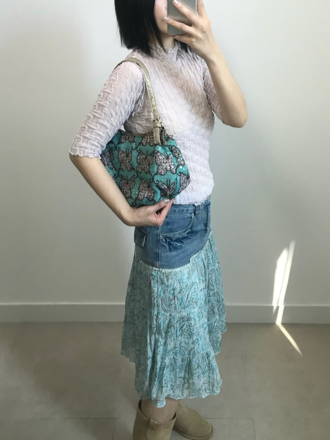 빈티지 물결 플리츠 티셔츠 상품이미지3