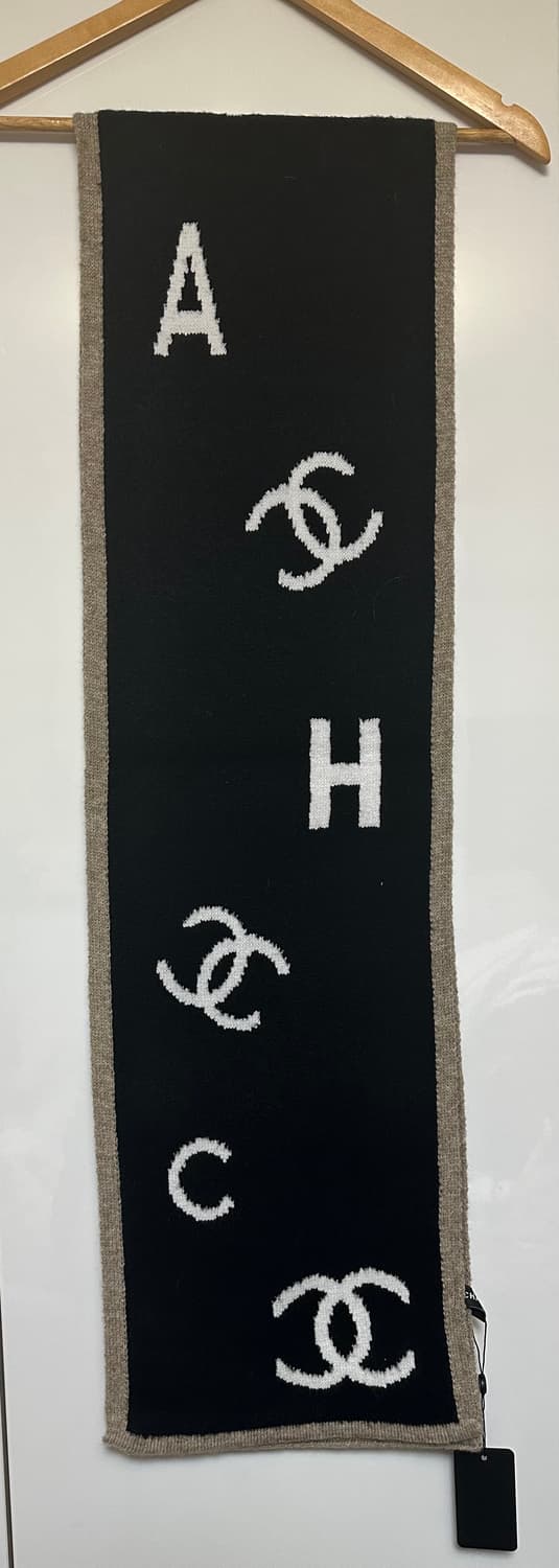 샤넬 블랙 로고 머플러 캐시미어목도리남여공용 상품이미지1