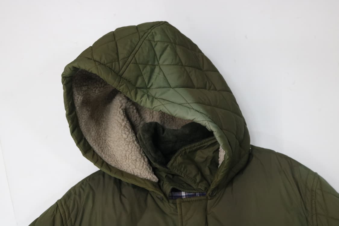 베네통 페이딩 빈티지 퀼팅 양털 후드 자켓 상품이미지4